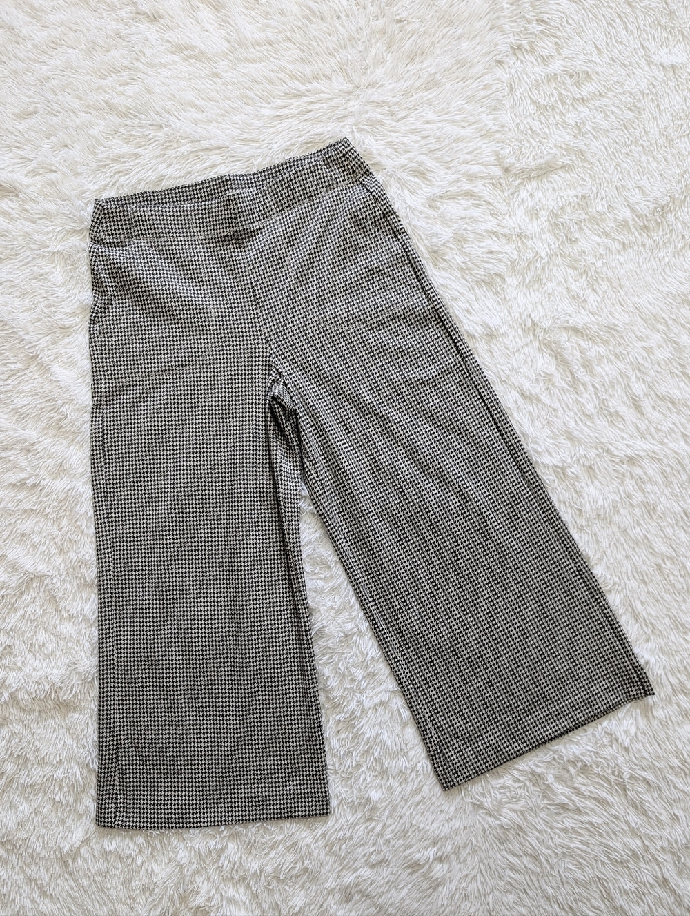 Chapter One Wide Leg Crop Houndstooth High Rise Black & Cream Pocket Pants